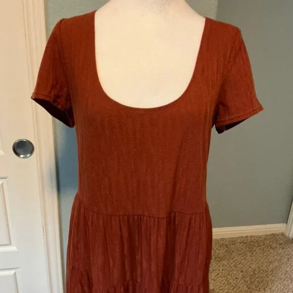 ANTHROPOLOGIE Maeve Gillian Tiered Maxi Dress Terracotta Sz LARGE - Picture 4 of 7